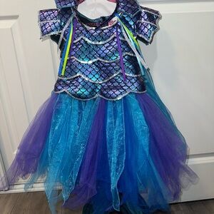 Kids Mermaid Dress-Up Costume in Blue & Purple with Matching Headband